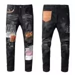 amiri jeans denim dirty indigo embroidery amiri black